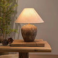 Modern Shabby Chic Cone Fabric Ceramic Jar Table Lamp - 1-Light for Bedroom