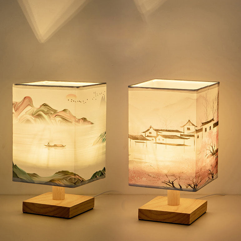 Contemporary USB LED Table Lamp - Stylish Bedroom Lighting Square Design