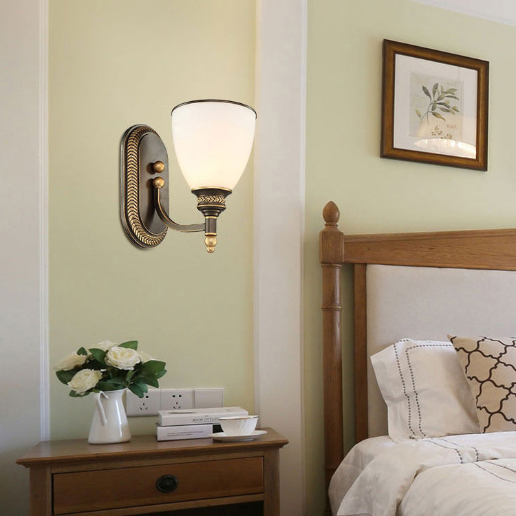 Vintage Round Glass Iron Wall Sconce Lamp - 1/2 Light Bedroom Fixture