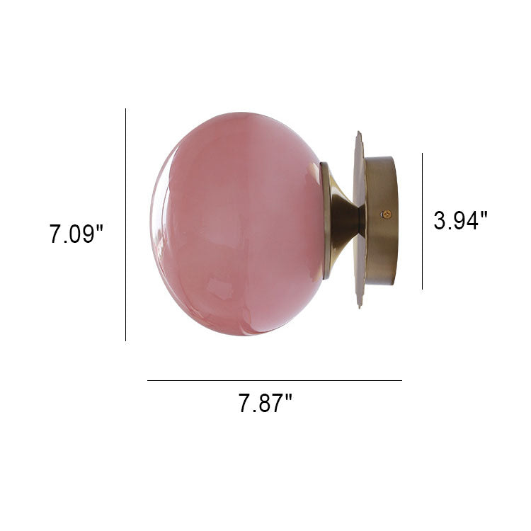 Modern Vintage Minimalist Round Iron Glass Wall Sconce Lamp 1-Light