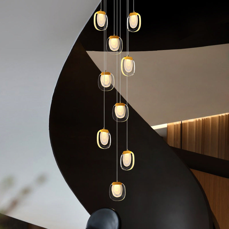 Contemporary Scandinavian Aluminum Crystal Round LED Chandelier for Living Room
