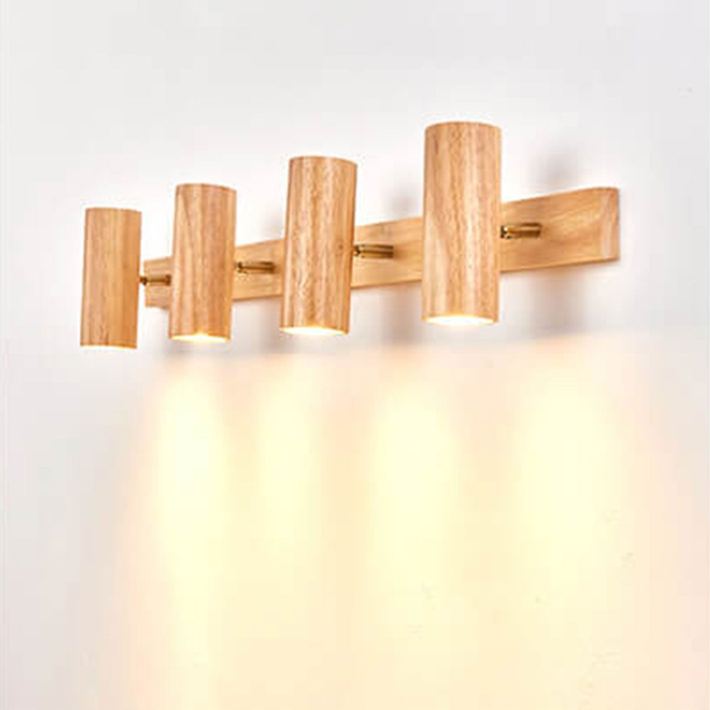 Modern Minimalist Wood Track Spotlight Wall Sconce 1/2/3 Light Lamp