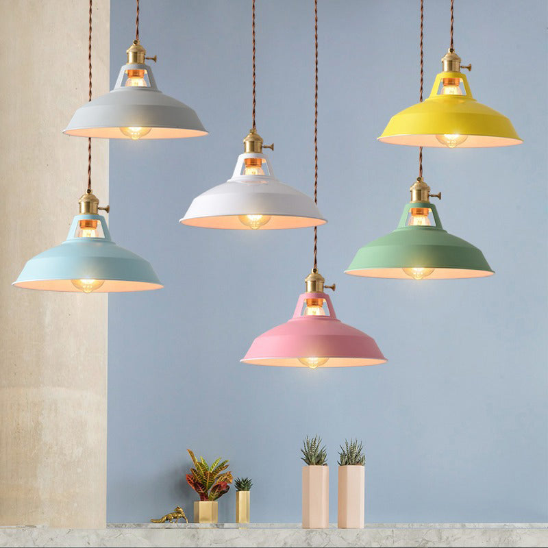 Contemporary Scandinavian Round Macaron Pendant Light - 1-Light for Living Room