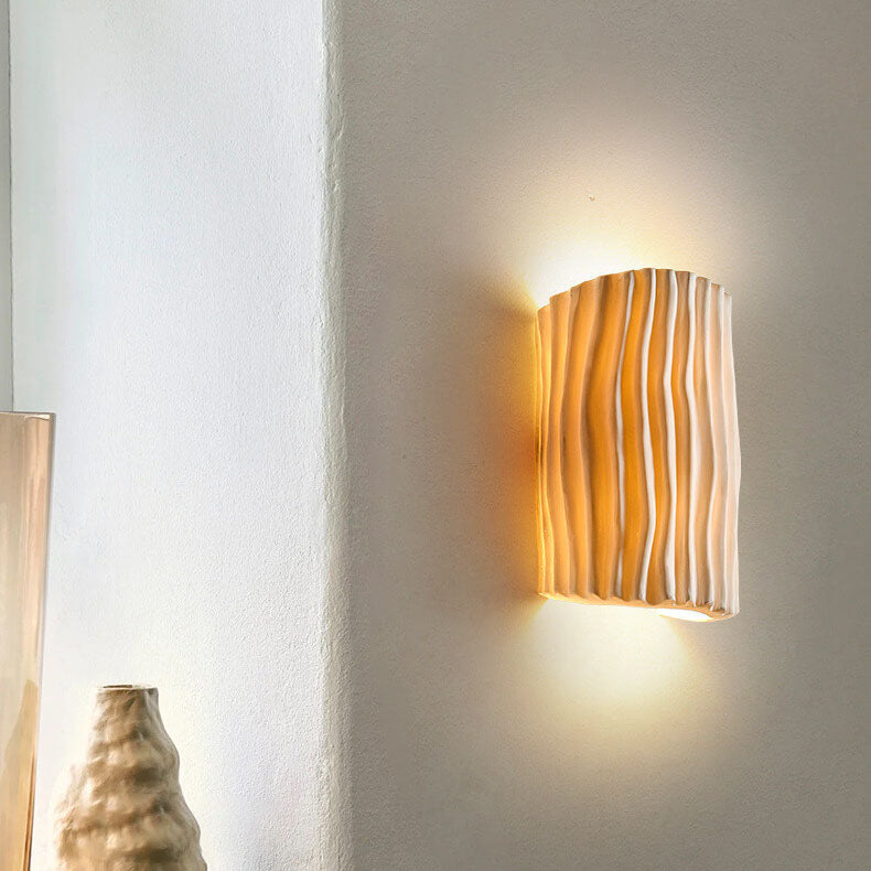 Contemporary Nordic Resin Striped Wall Sconce 2-Light Lamp for Living Room