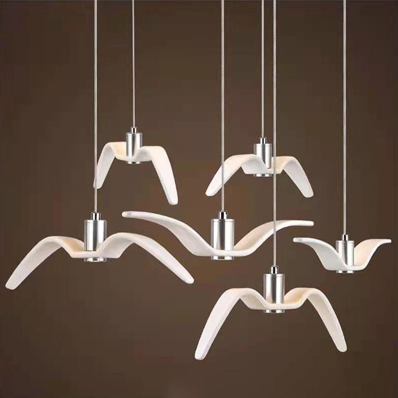 Contemporary Nordic Wrought Iron Seagull LED Pendant Light for Living Room