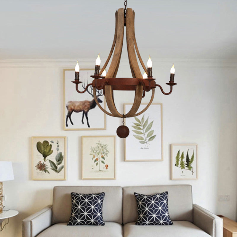 Rustic Round Branch Candle Holder Chandelier - 5/6/8 Light Wooden Iron Decor for Living Room