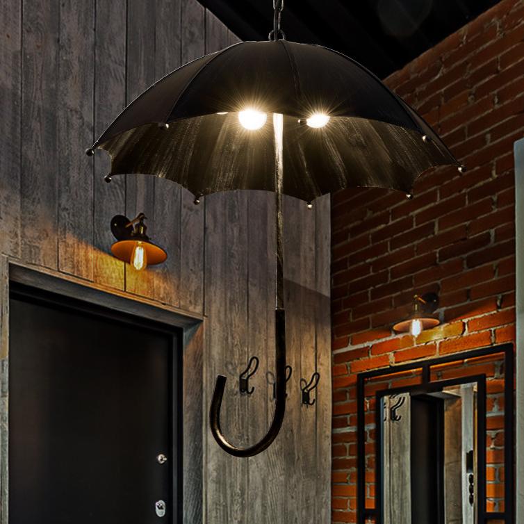 Contemporary Industrial Round Iron 5-Light Umbrella Chandelier - Living Room Lighting Decor