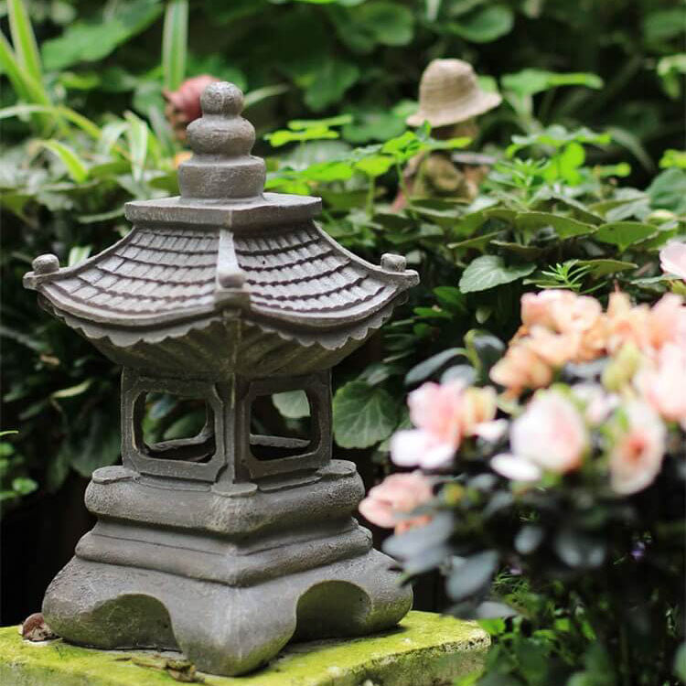 Japanese Zen Solar Pagoda Stone LED Outdoor Light - Waterproof Garden Decoration