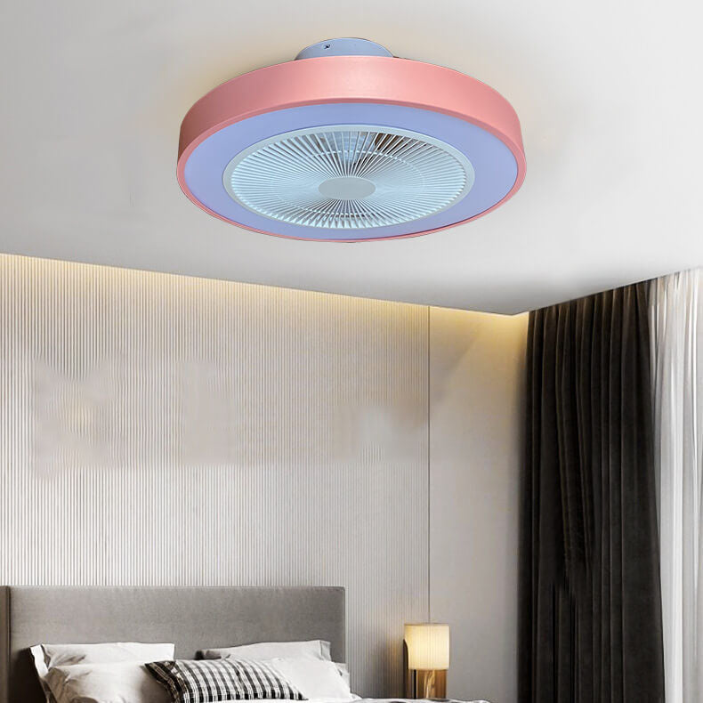Modern Minimalist Copper LED Flush Mount Ceiling Fan Light