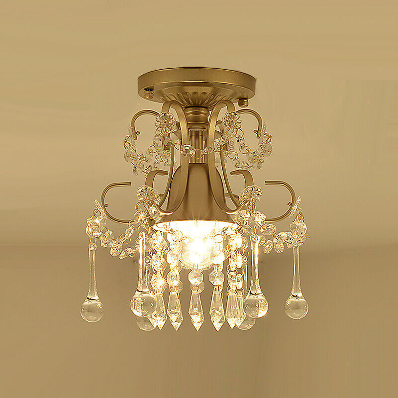 Modern Crystal Flower Semi-Flush Mount Ceiling Light, 1/3-Light Design, Elegant Home Lighting