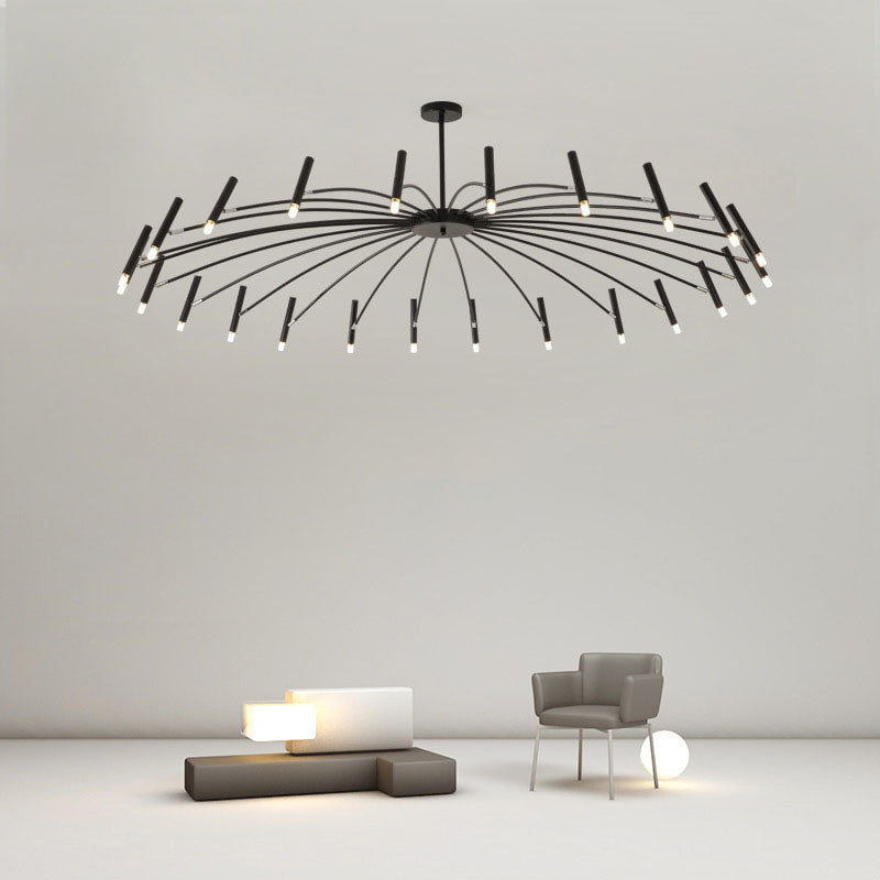 Contemporary Scandinavian Round Radioactive Iron Aluminum Chandelier 12/24 Light for Living Room