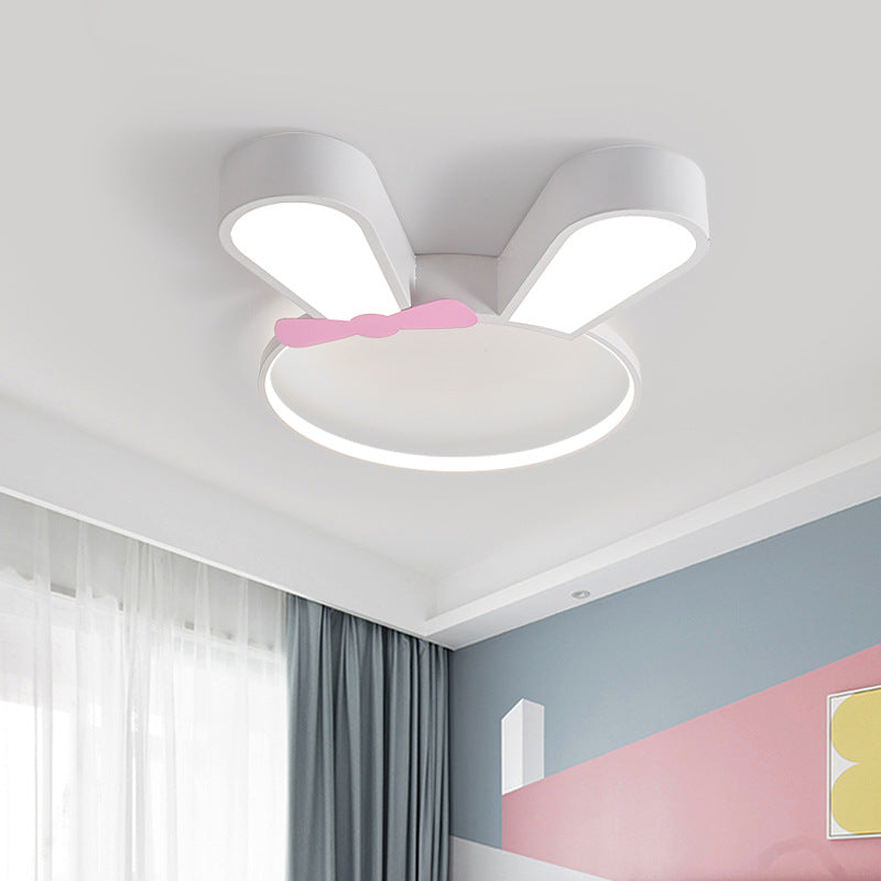 Contemporary Kids Rabbit LED Flush Mount Ceiling Light, Acrylic Bedroom Lighting Fixture, Cute Animal Decor for Children's Room, Modern Flushmount Lighting for Nursery, Playroom, Bedroom Decor, Adjustable Brightness Kids Light, Energy-Efficient Rabbit Lig