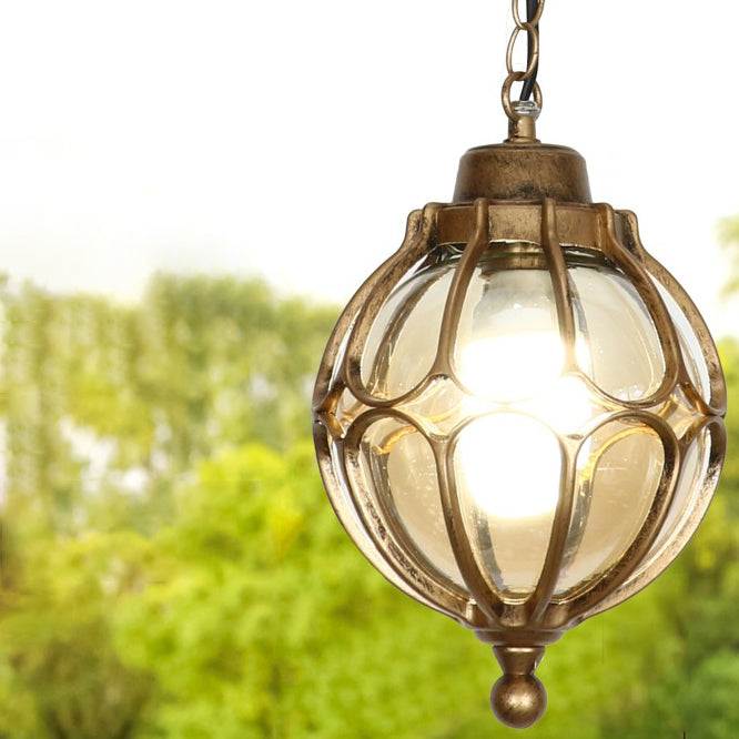 Traditional European Aluminum Iron Glass Pendant Light - Waterproof 1-Light Fixture for Outdoor Patio