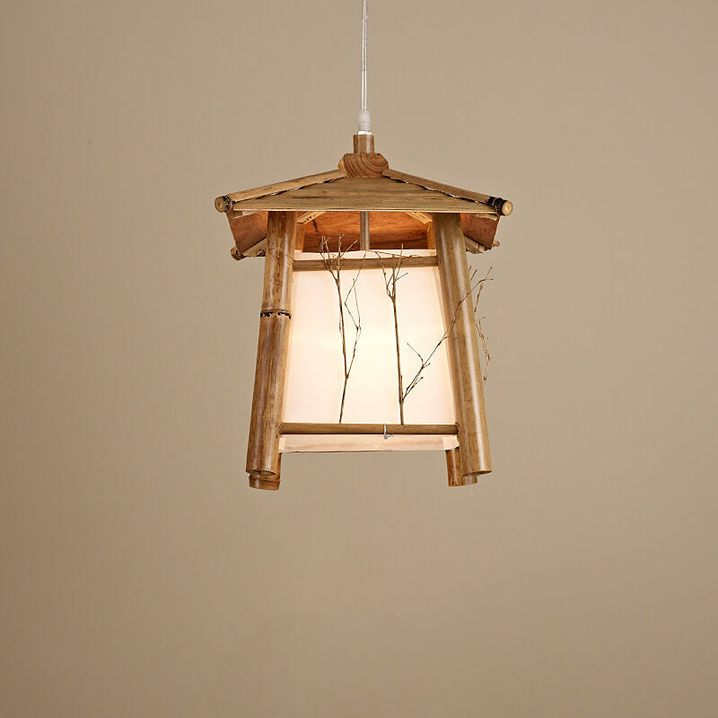 Japanese Rustic Vintage Bamboo Weaving Pendant Light 1-Light Fixture