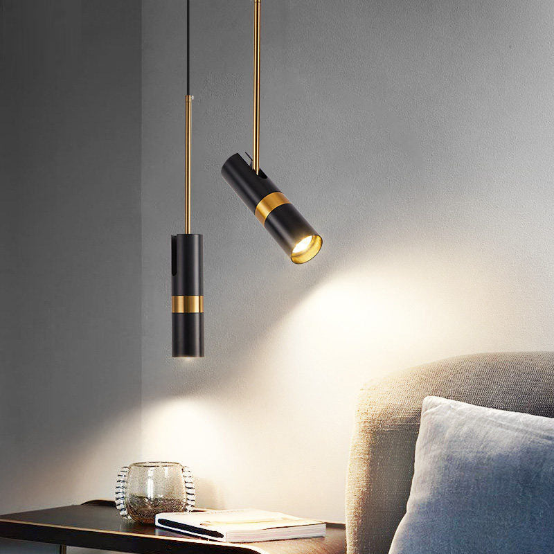 Contemporary Nordic Metal Long Barrel Pendant Light for Bedroom