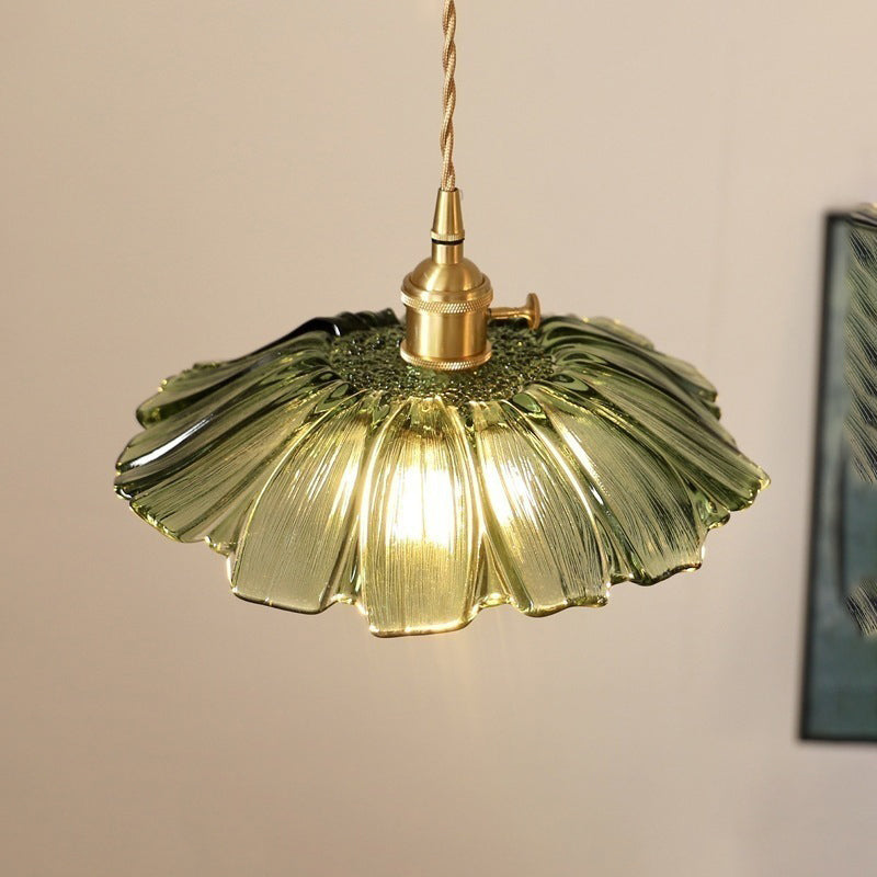 Vintage Lotus Leaf Brass Pendant Light - 1-Light Fixture for Living Room