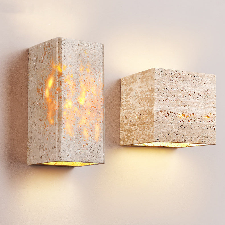Traditional Japanese Waterproof Yellow Travertine LED Wall Sconce for Hallway