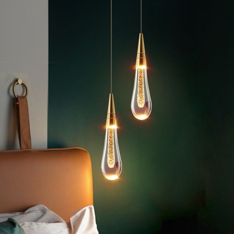 Contemporary Scandinavian Crystal LED Chandelier for Bedroom 

Elevate your bedroom decor with this stunning contemporary chandelier, featuring water drop design and a sleek combination of iron and aluminum. Perfect for adding a touch of elegance, this LE