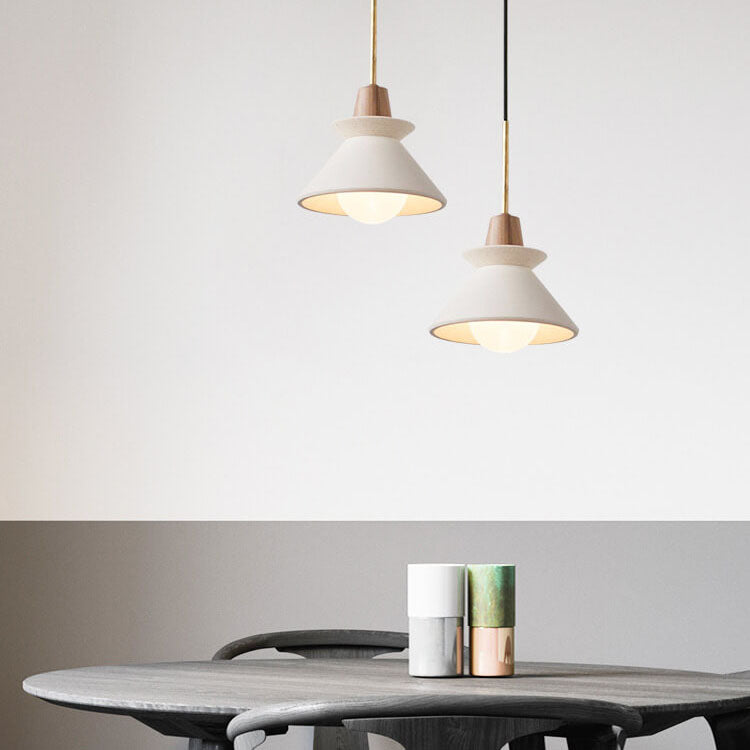 Nordic Minimalist White Cement Pendant Light - 1-Light Tapered Design