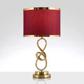 Modern Luxury Red Fabric Iron Knot Ring Table Lamp for Bedroom