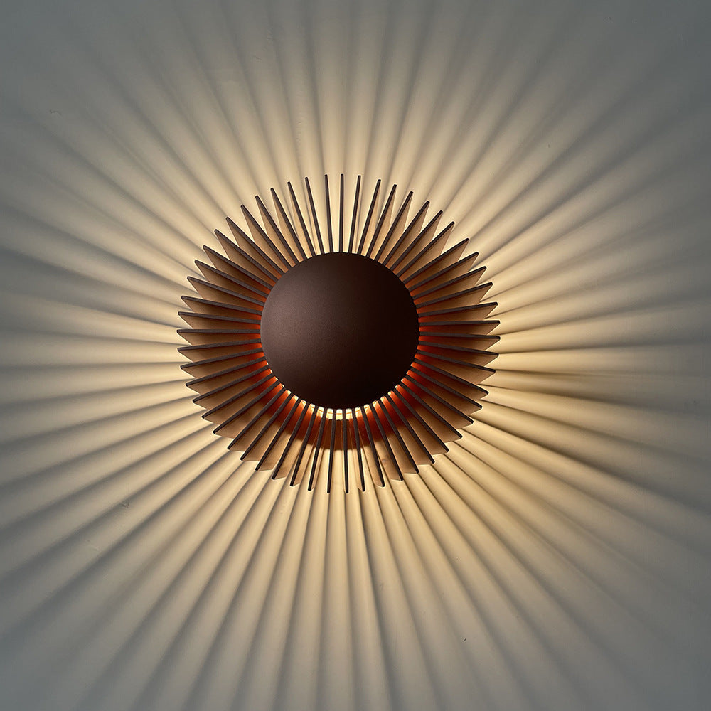 Modern Minimalist Aluminum Round Sun Flower LED Wall Sconce for Living Room