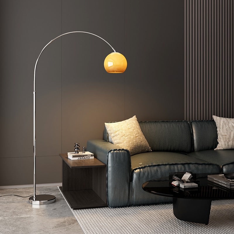 Scandinavian Glass Shade Fishing Rod Floor Lamp - 1-Light Iron Design for Living Room