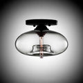 Contemporary Oval Iron Glass 1-Light Semi-Flush Mount Ceiling Light