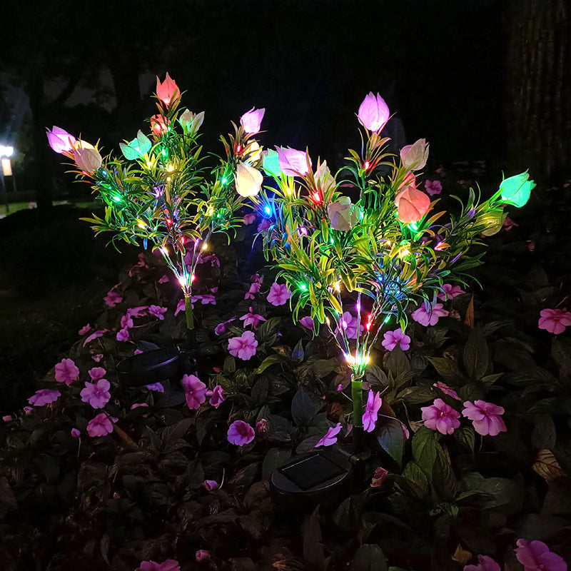 Contemporary Waterproof Imitation Gardenia LED Solar Lawn Light for Outdoor Patio