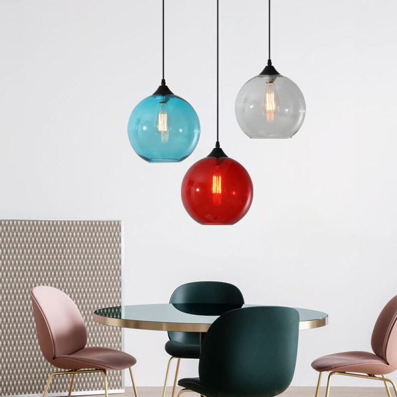 Modern Minimalist Stained Glass Iron 1-Light Pendant for Living Room