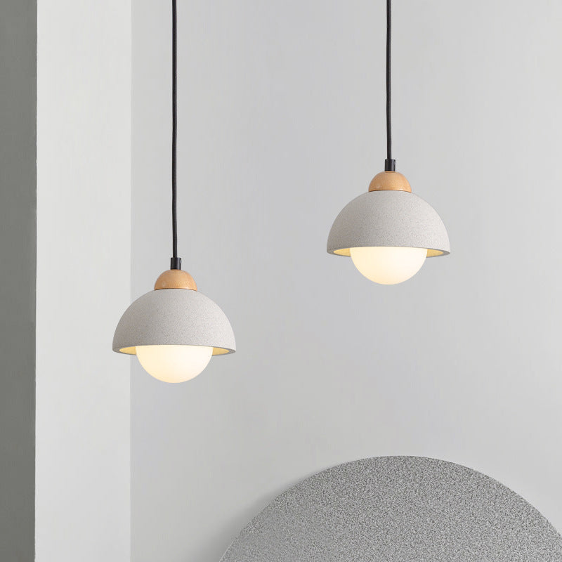 Contemporary Scandinavian Cement Dome Pendant Light for Bedroom 1-Light