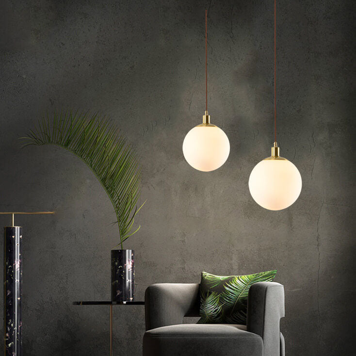 Contemporary Nordic Minimalist 1-Light White Orb Pendant for Bedroom