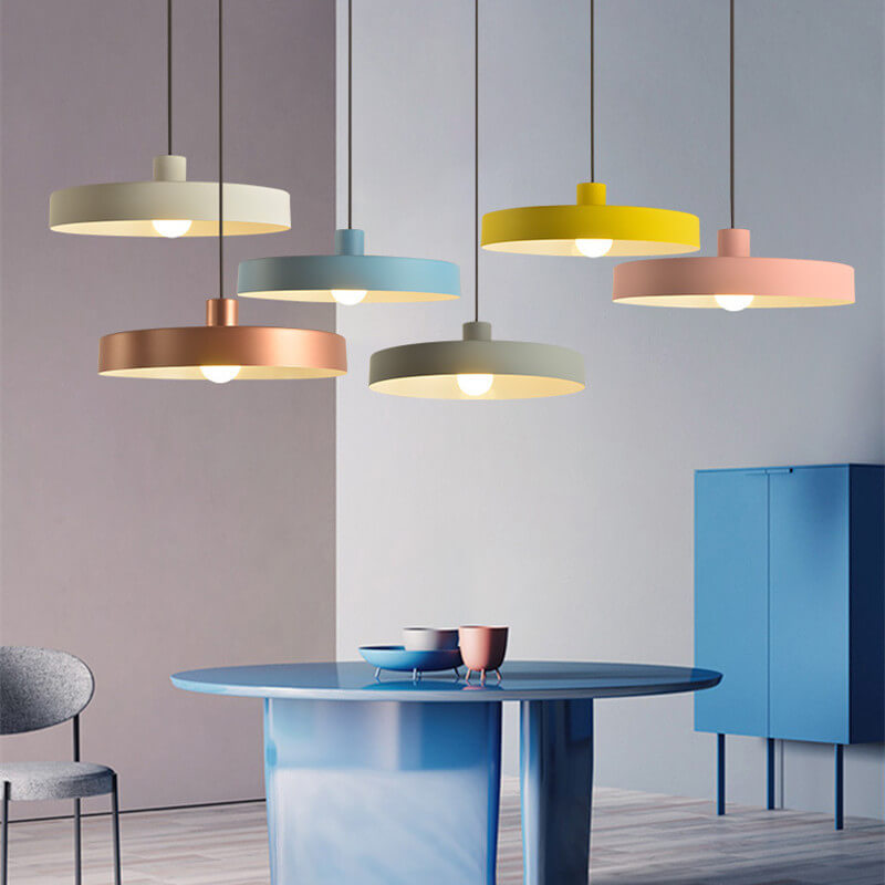 Modern Minimalist Aluminum Disc Pendant Light for Living Room