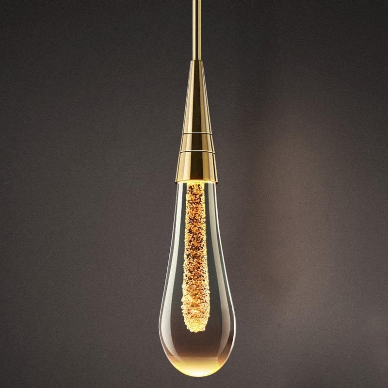 Contemporary Scandinavian Glass LED Pendant Light - Water Drops Design for Bedroom Lighting