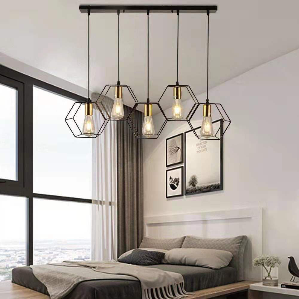 Contemporary Industrial 3/5 Light Iron Island Chandelier for Living & Dining Rooms