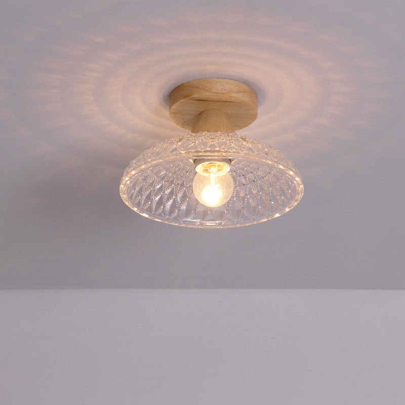 Japanese Minimalist Log Glass Semi-Flush Mount Light