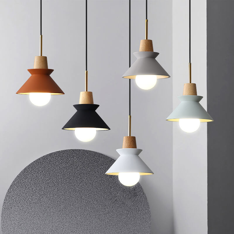 Nordic Minimalist Macaron Wood Cement Pendant Light - 1-Light Design for Modern Home Decor