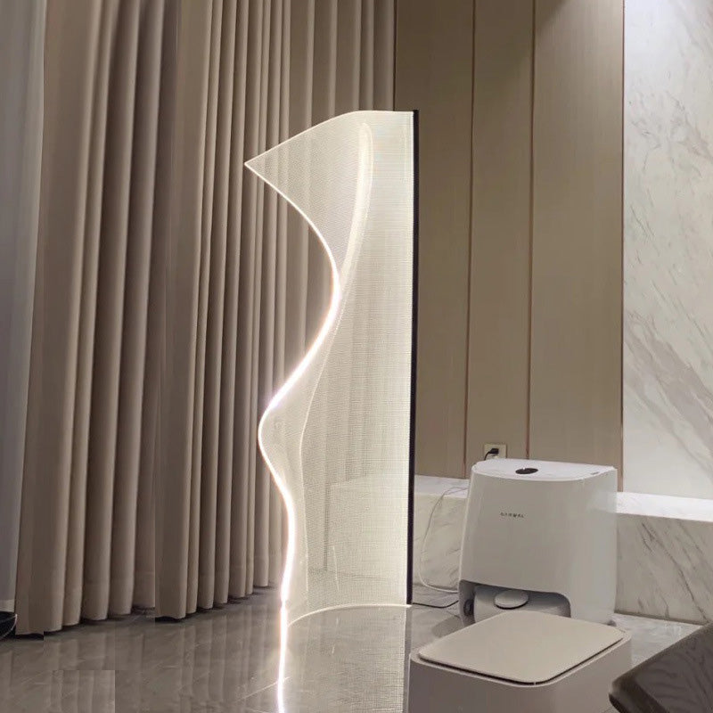 Modern Art Deco Acrylic Aluminum LED Floor Lamp for Living Room  

Transform your living space with this stunning Modern Art Deco floor lamp. Crafted from durable acrylic and aluminum, this irregular-shaped lamp features energy-efficient LED lighting that