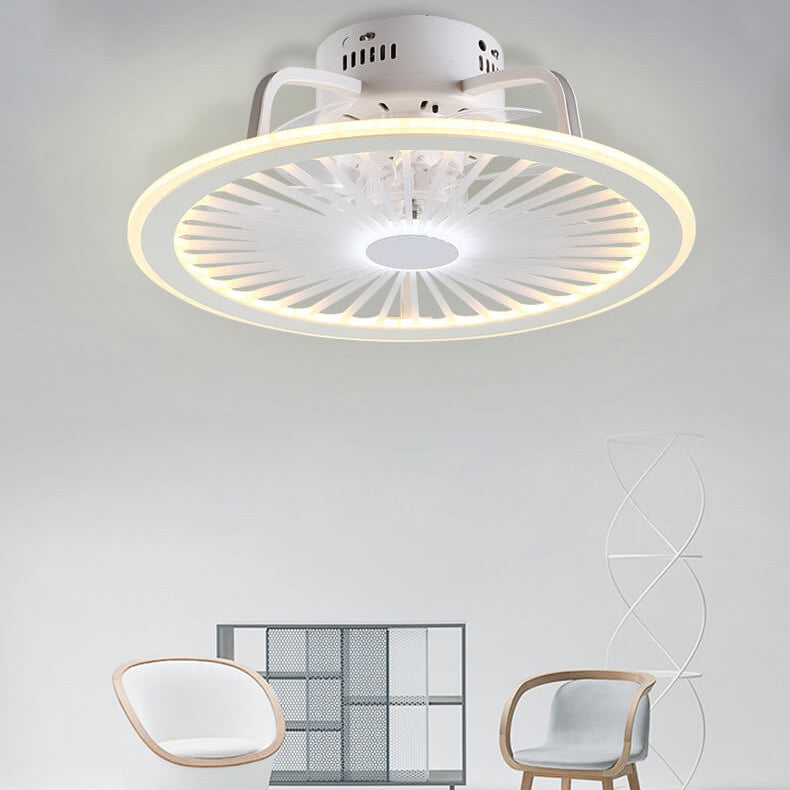 Slim Round LED Ceiling Fan Light - Modern ABS Flush Mount Design