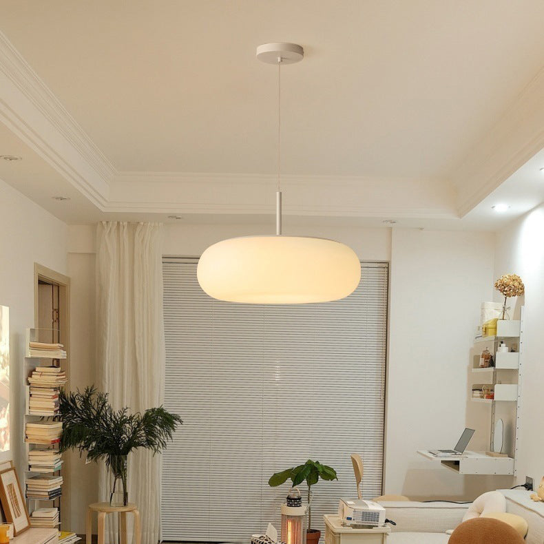 Modern Minimalist Oval Iron LED Pendant Light for Living Room
