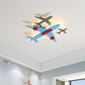 Contemporary Aircraft Shape Flush Mount Ceiling Light for Kids, Creative Iron Acrylic Aluminum LED Cartoon Design, Modern Children's Room Lighting Fixture, Stylish Aviation-Themed Light for Nursery and Playroom, Energy-Efficient Kids Ceiling Lamp, Unique
