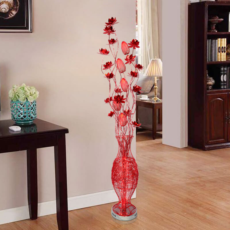 Contemporary Aluminum LED Floor Lamp with Vase Design for Living Room