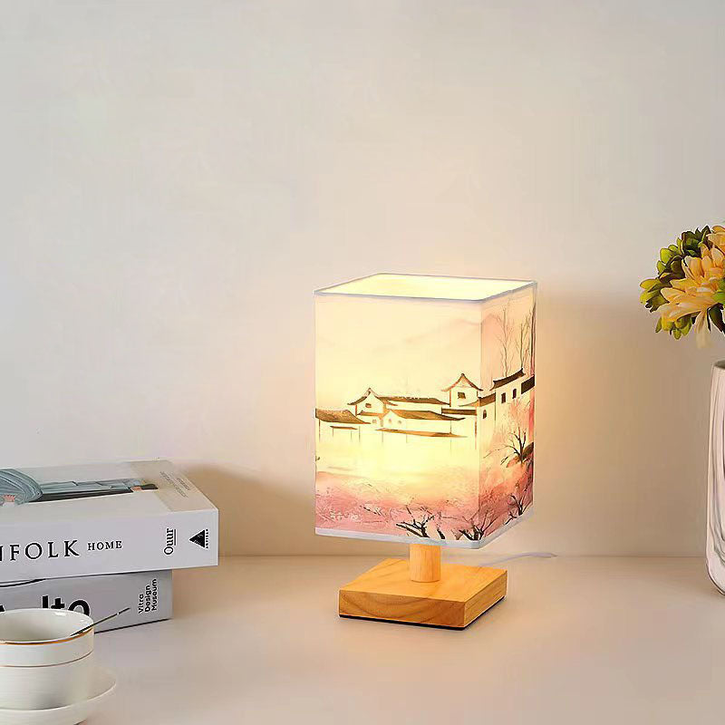 Contemporary USB LED Table Lamp - Stylish Bedroom Lighting Square Design