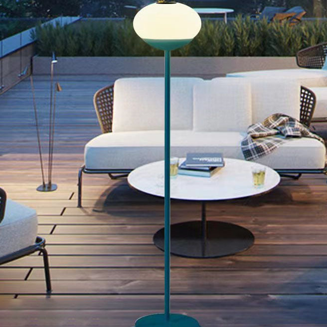 Solar Modern Minimalist Oval LED Outdoor Standing Lamp | Wrought Iron PE Design