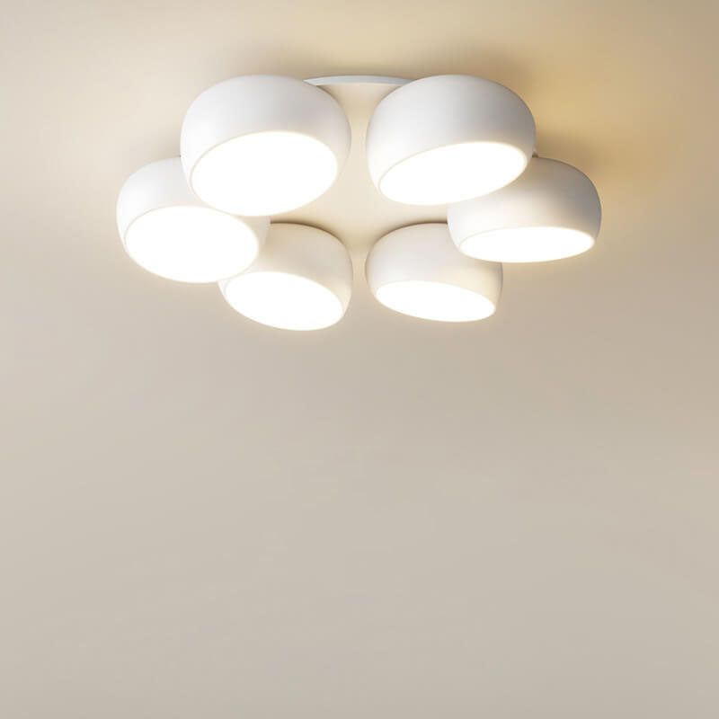 Scandinavian Modern Round LED Semi-Flush Mount Ceiling Light – Iron & Plastic Design