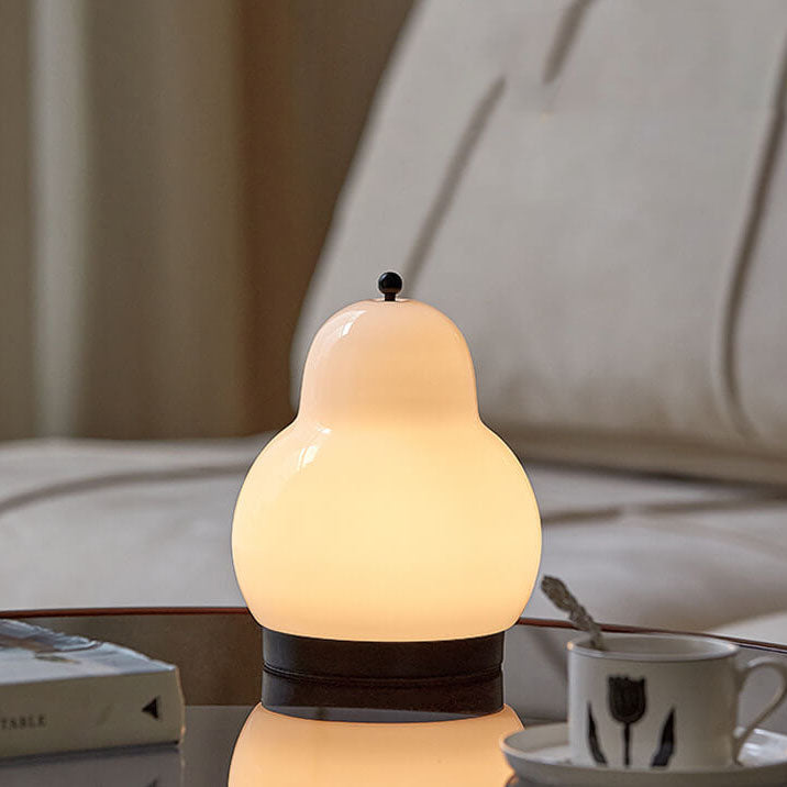 Traditional French Cream Pear Shape LED Touch Table Lamp Rechargeable for Bedroom