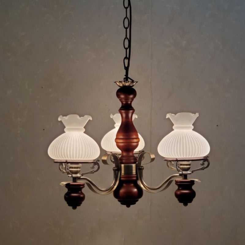 Rustic Iron & Wood 3-Light Candelabra Chandelier for Living Room Decor