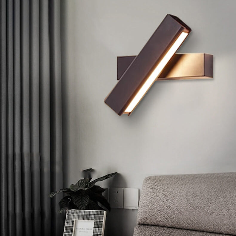 Modern Minimalist LED Wall Sconce - Rectangular Aluminum & Wood Design