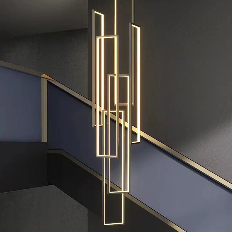 Modern Minimalist LED Chandelier - Iron, Aluminum & Silica Ceiling Plate for Stairway