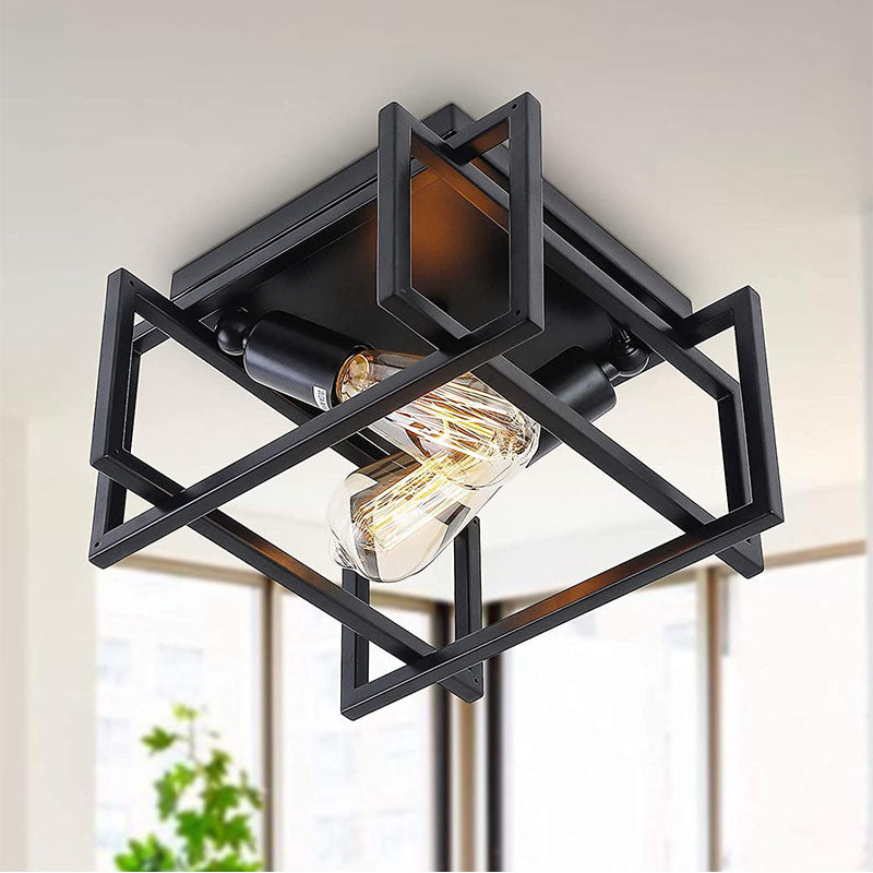 Contemporary Industrial Square Iron 2-Light Semi-Flush Mount Ceiling Light 

Upgrade your living room decor with this stylish contemporary industrial 2-light semi-flush mount ceiling light. Crafted from durable iron with a sleek square design, this fixtur
