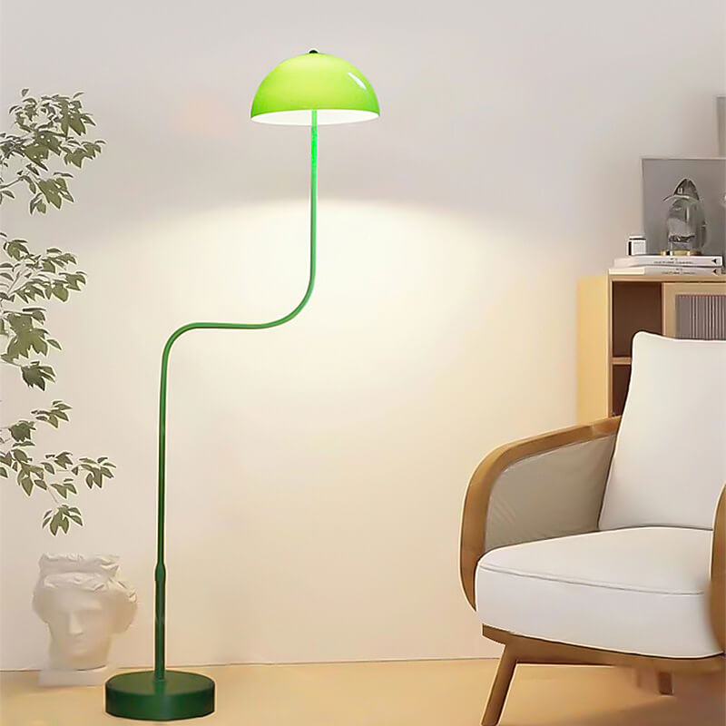 Contemporary Scandinavian Iron Glass Dome Floor Lamp for Study - 1-Light Design